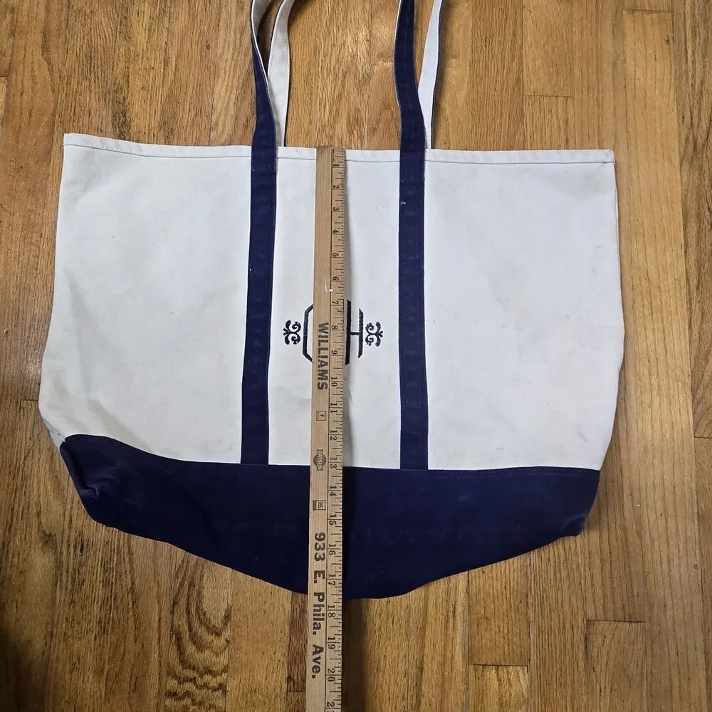 Vintage 1980s Eddie Bauer Canvas Large Tote Bag Blue Bottom Outdoor Outfitters
